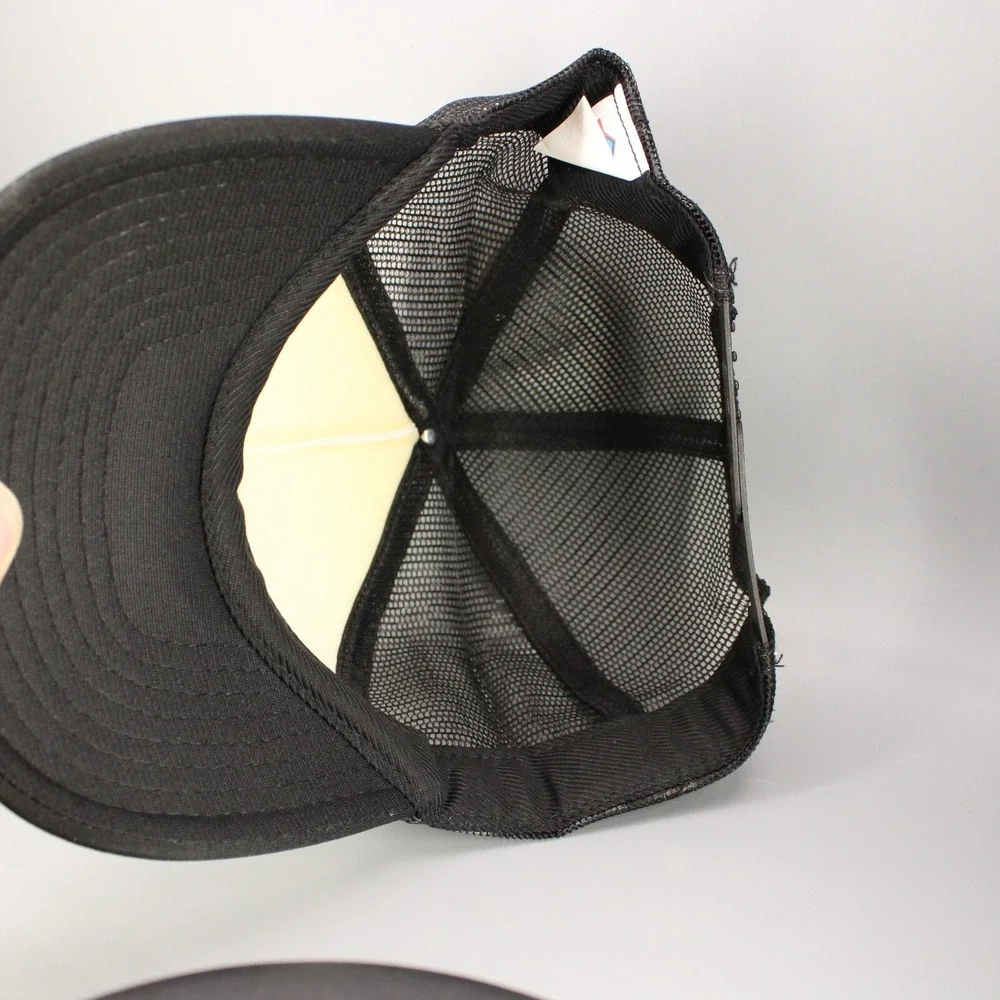 VINTAGE Jeff Crosby Hat‎ Cap Foam Snapback Trucker Black White Country Rock